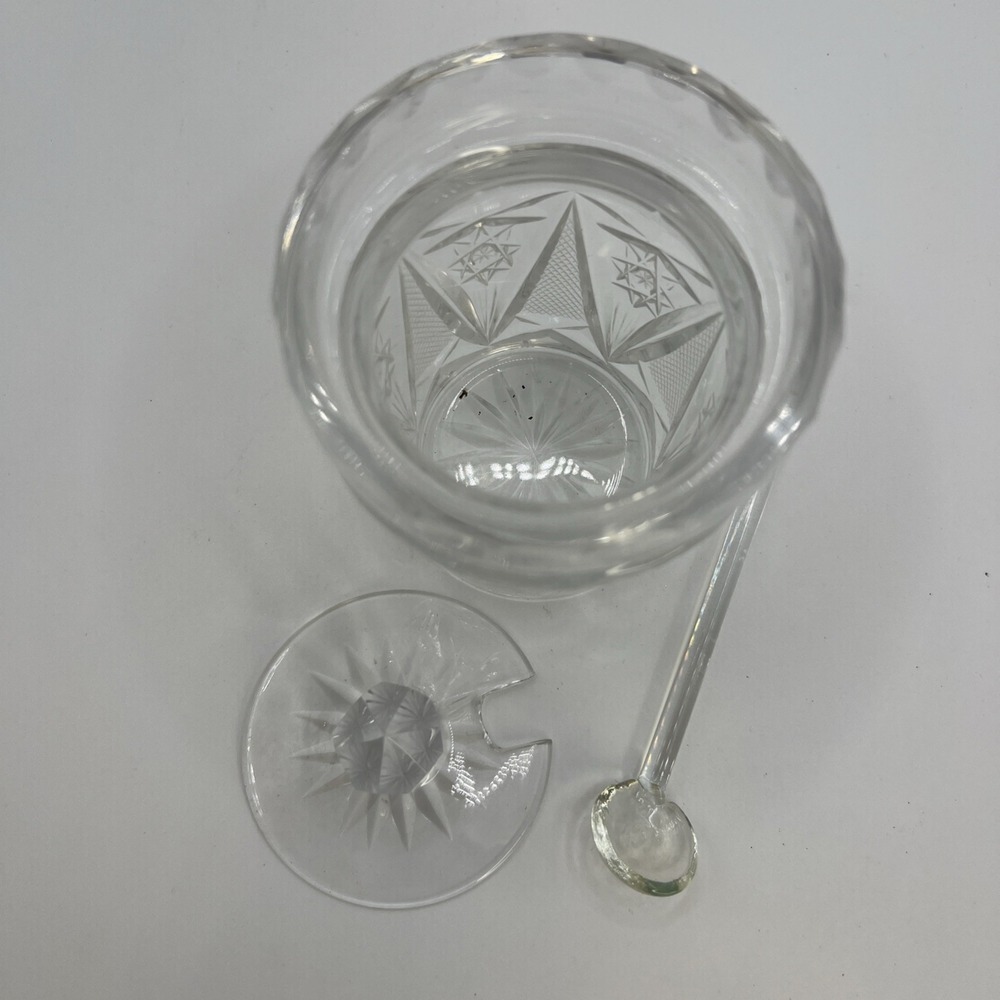 Vintage Glass Mustard, Honey or Jam Condiment Jar with Lid And Spoon - Picture 3 of 8